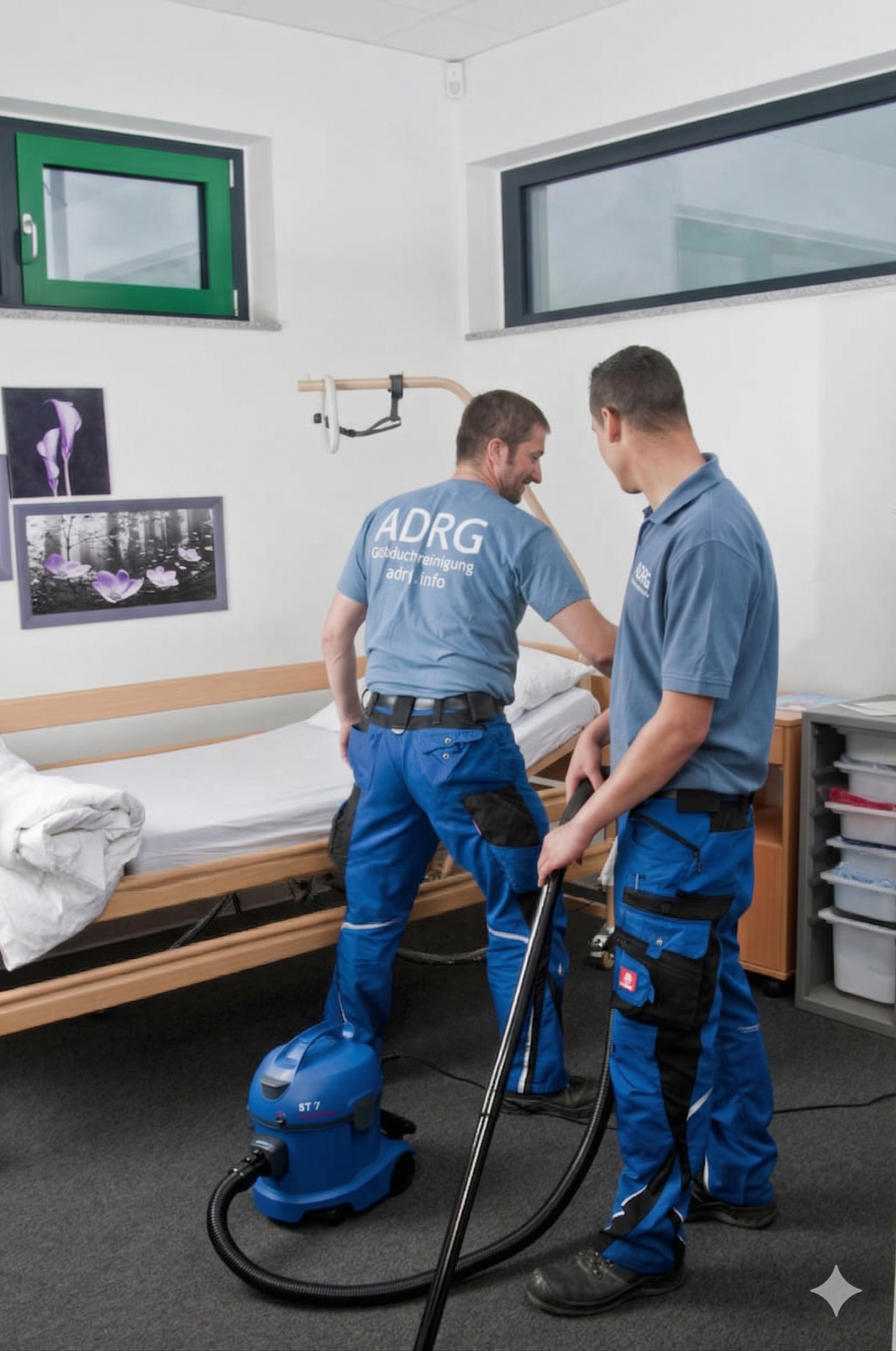 Unterhaltsreinigung in einem Patientenzimmer